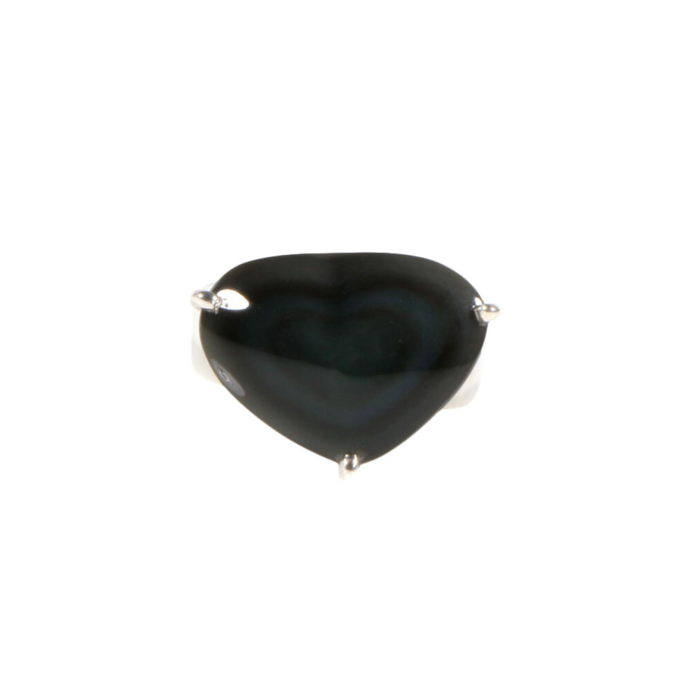 Zilveren ring obsidiaan (regenboog) maat 16 1/2 | hart gezet 1,8 x 1,4 cm Zilveren ring obsidiaan (regenboog) maat 16 1/2 | hart gezet 1,8 x 1,4 cm