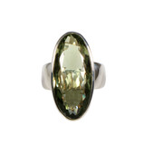 Zilveren ring prasioliet maat 17 1/2 | ovaal facet 2,6 x 1,2 cm