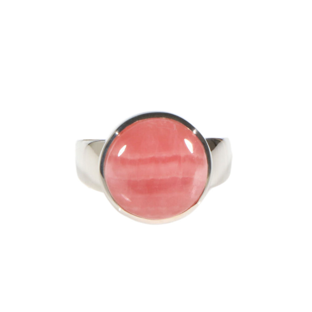 Zilveren ring rhodochrosiet maat 18 1/2 | rond 1,3 cm Zilveren ring rhodochrosiet maat 18 1/2 | rond 1,3 cm