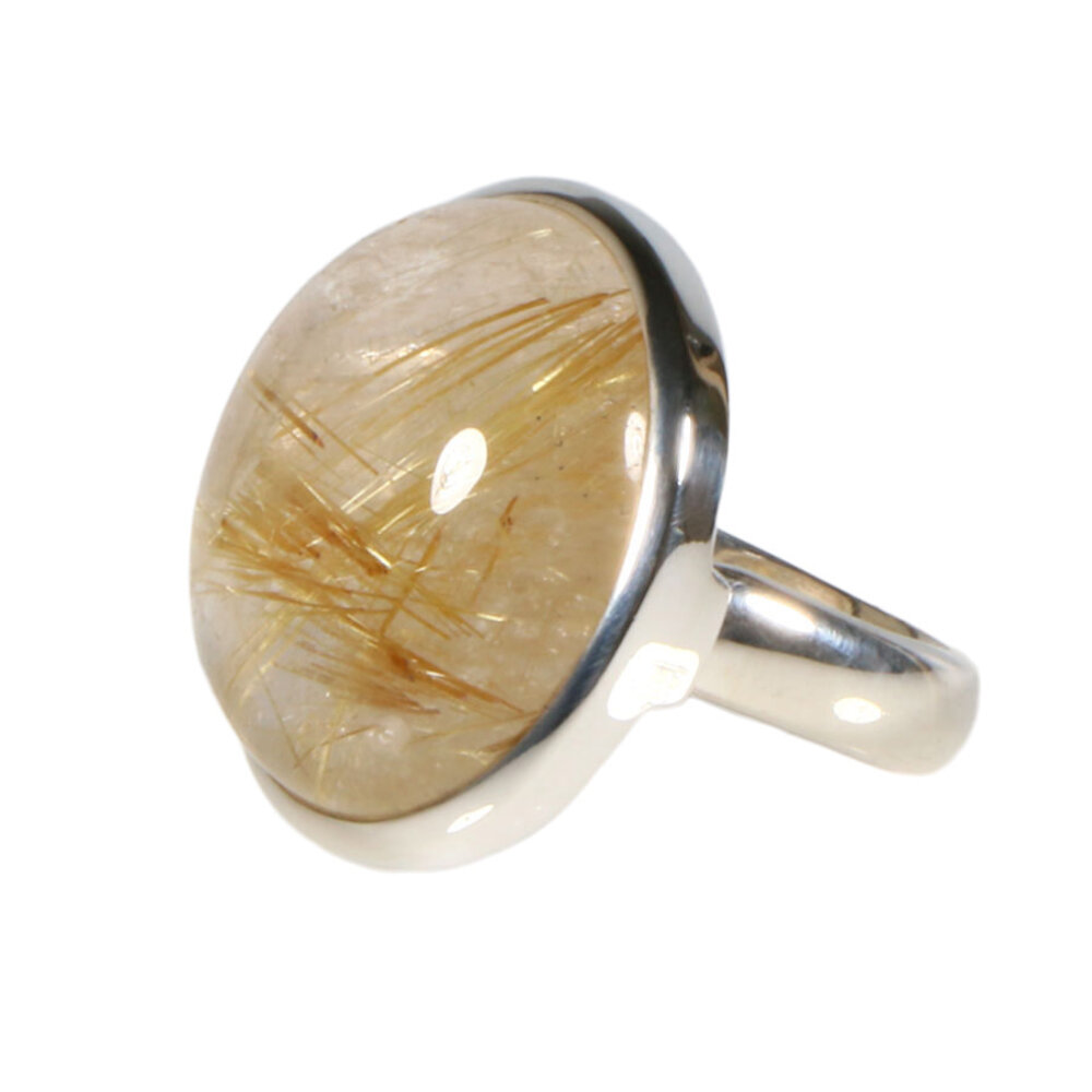 Zilveren ring rutielkwarts maat 18 1/2 (verstelbaar) | rond 2,2 cm Zilveren ring rutielkwarts maat 18 1/2 (verstelbaar) | rond 2,2 cm