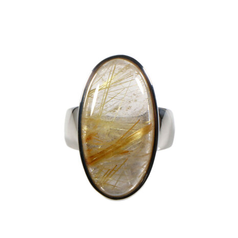 Zilveren ring rutielkwarts maat 18 | ovaal 2,6 x 1,3 cm Zilveren ring rutielkwarts maat 18 | ovaal 2,6 x 1,3 cm