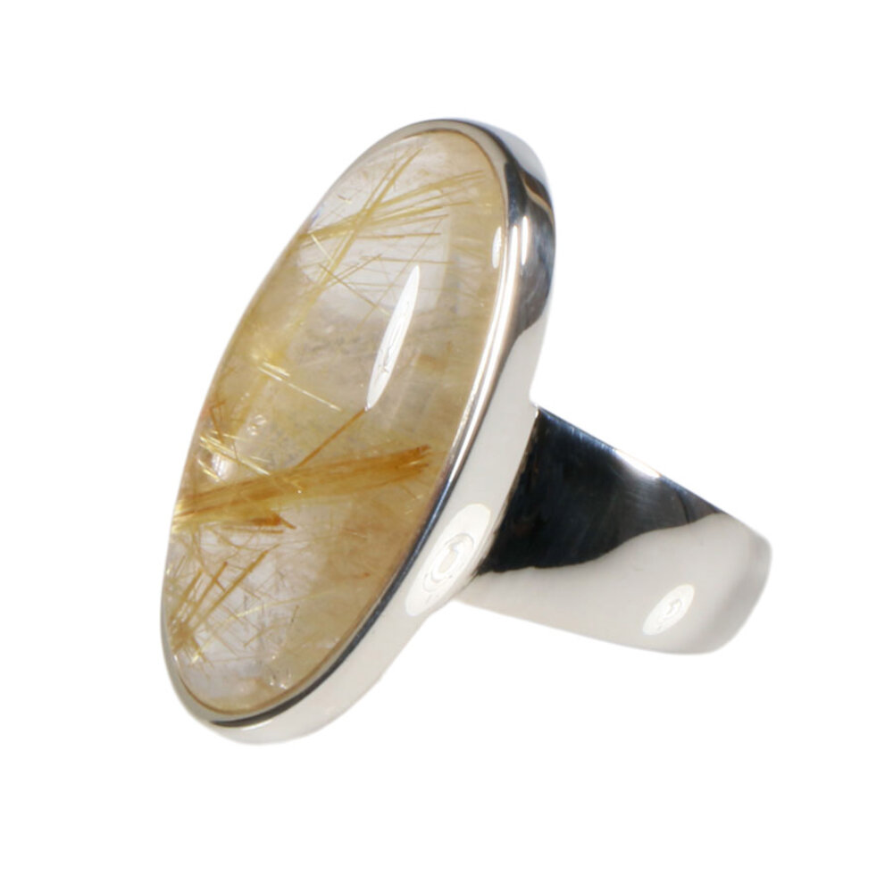Zilveren ring rutielkwarts maat 18 | ovaal 2,6 x 1,3 cm Zilveren ring rutielkwarts maat 18 | ovaal 2,6 x 1,3 cm