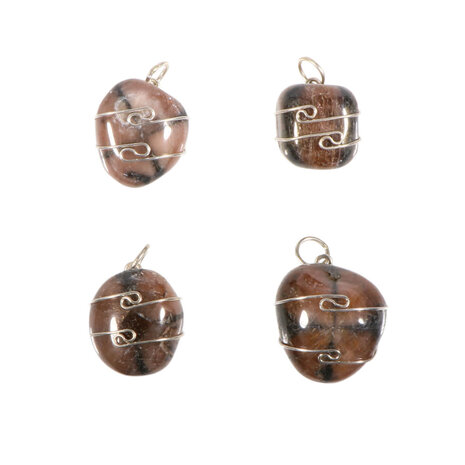 Chiastoliet hanger in zilverdraad Chiastoliet hanger in zilverdraad