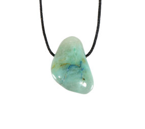 Maansteen (groen) met azuriet hanger doorboord Maansteen (groen) met azuriet hanger doorboord