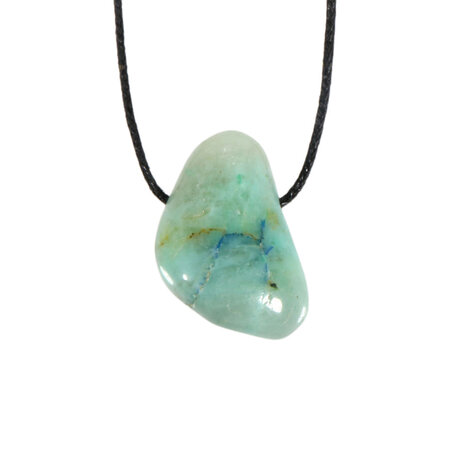 Maansteen (groen) met azuriet hanger doorboord Maansteen (groen) met azuriet hanger doorboord