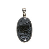 Zilveren hanger agaat (spook) | ovaal 3,1 x 1,9 cm (1)