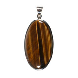 Zilveren hanger tijgeroog | ovaal 4 x 2,3 cm Zilveren hanger tijgeroog | ovaal 4 x 2,3 cm