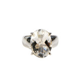 Zilveren ring bergkristal maat 17 | ovaal facet gezet 1,6 x 1,2 cm Zilveren ring bergkristal maat 17 | ovaal facet gezet 1,6 x 1,2 cm