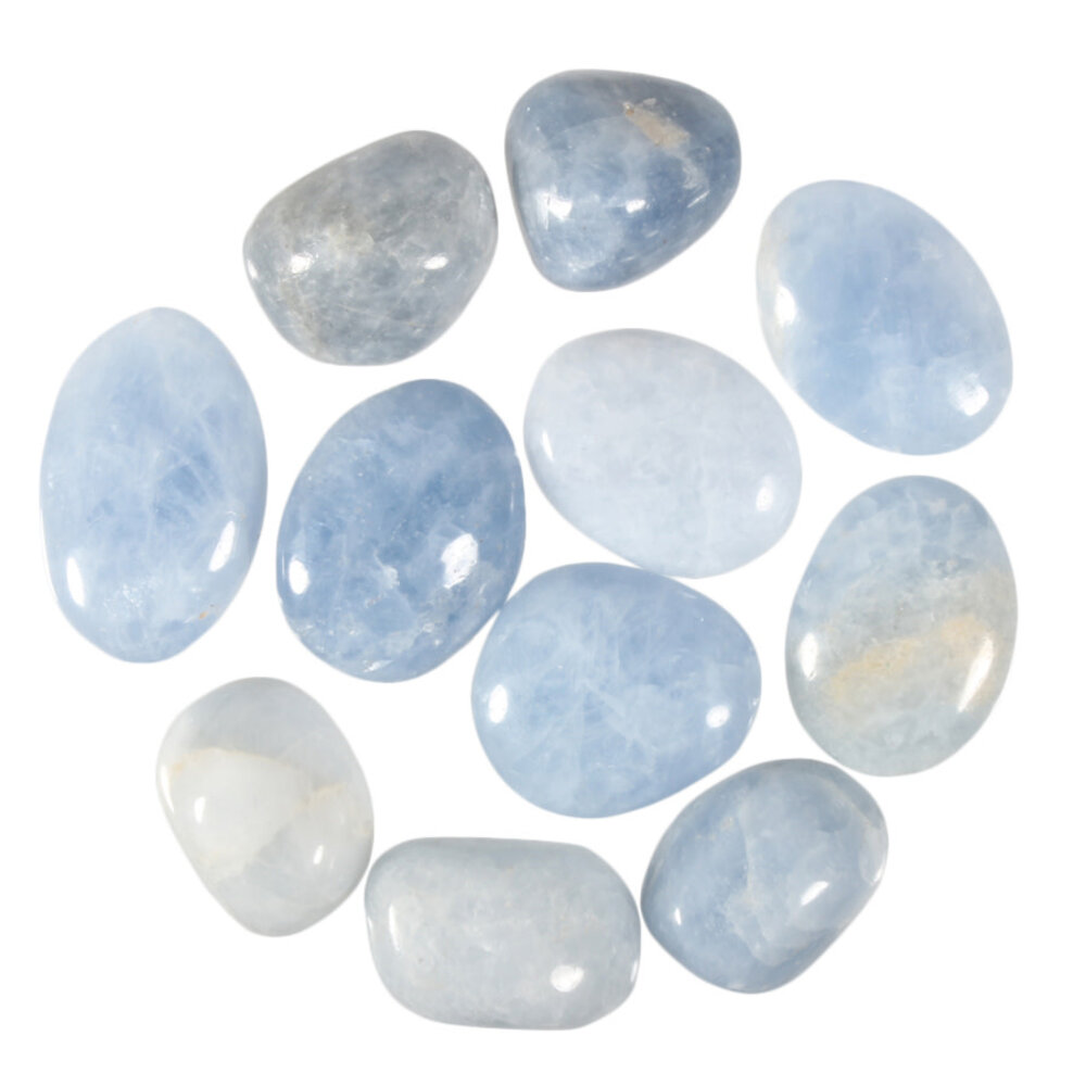 Calciet (blauw) steen getrommeld 20 - 35 gram