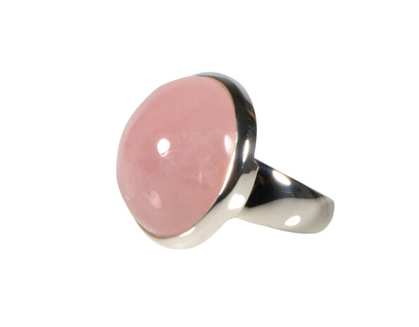 Zilveren ring rozenkwarts maat 19 1/2 | rond 2,1 cm Zilveren ring rozenkwarts maat 19 1/2 | rond 2,1 cm