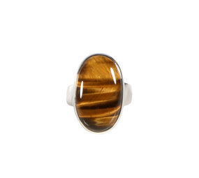 Zilveren ring tijgeroog maat 19 | ovaal 2 x 1,5 cm Zilveren ring tijgeroog maat 19 | ovaal 2 x 1,5 cm