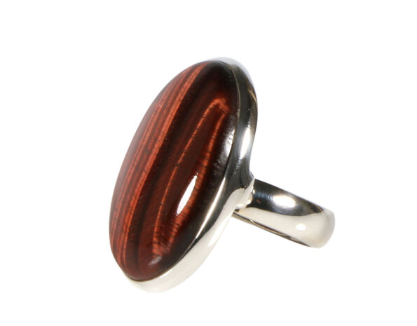 Zilveren ring tijgeroog (rood) maat 18 1/2 (verstelbaar) | ovaal 3 x 2,1 cm Zilveren ring tijgeroog (rood) maat 18 1/2 (verstelbaar) | ovaal 3 x 2,1 cm
