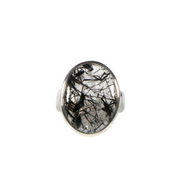 Zilveren ring toermalijnkwarts maat 19 1/2 | ovaal 2,2 x 1,7 cm