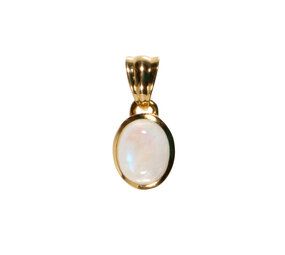 Gold filled hanger maansteen (regenboog) | ovaal 10 x 8 mm Gold filled hanger maansteen (regenboog) | ovaal 10 x 8 mm