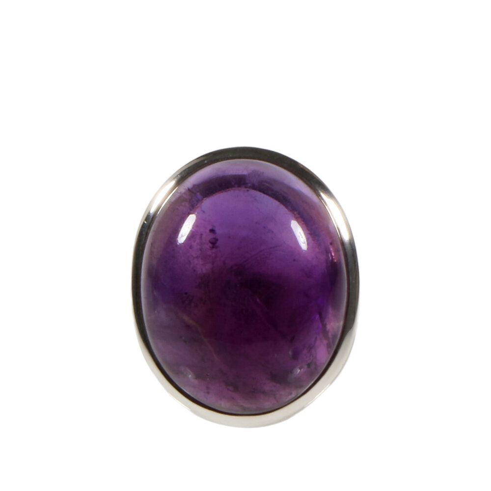 Zilveren ring amethist maat 18 (verstelbaar)| ovaal 2,3 x 1,8 cm Zilveren ring amethist maat 18 (verstelbaar)| ovaal 2,3 x 1,8 cm
