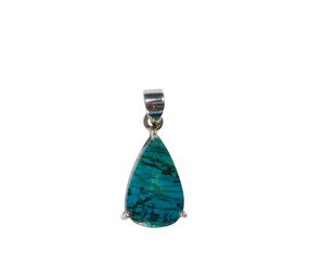 Zilveren hanger chrysocolla met malachiet | druppel 2 x 1,3 cm Zilveren hanger chrysocolla met malachiet | druppel 2 x 1,3 cm