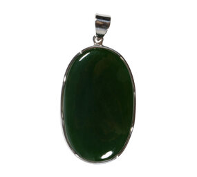 Zilveren hanger jade | ovaal 4,1 x 2,7 cm