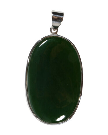 Zilveren hanger jade | ovaal 4,1 x 2,7 cm