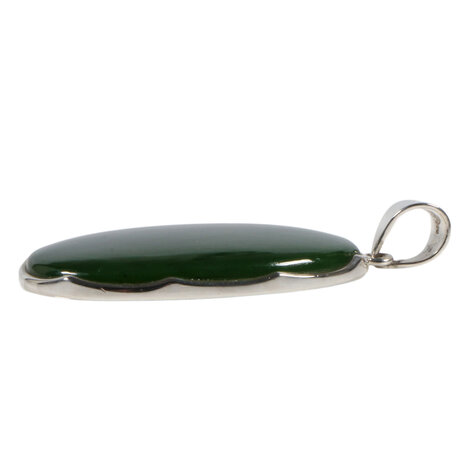 Zilveren hanger jade | ovaal 4,1 x 2,7 cm
