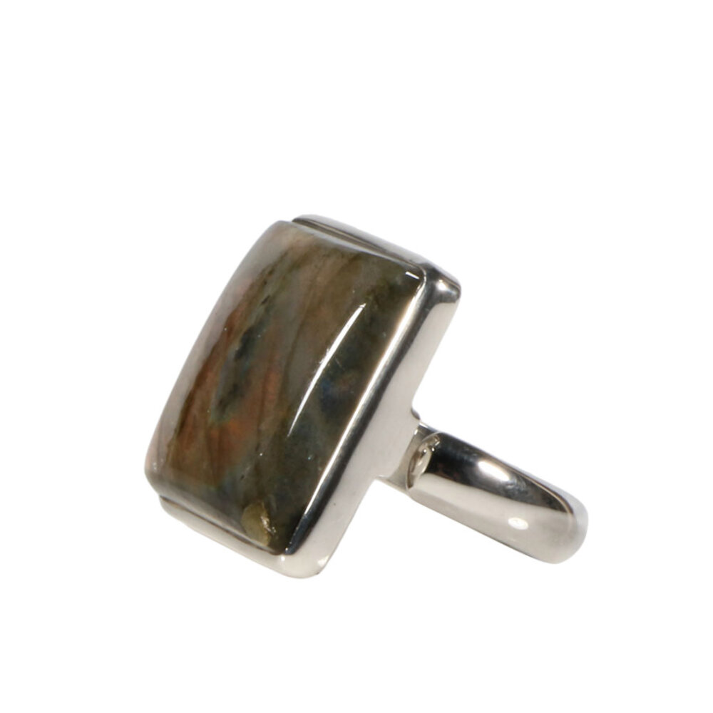 Zilveren ring labradoriet maat 18 (verstelbaar) | vierkant 2,2 x 2,2 cm Zilveren ring labradoriet maat 18 (verstelbaar) | vierkant 2,2 x 2,2 cm