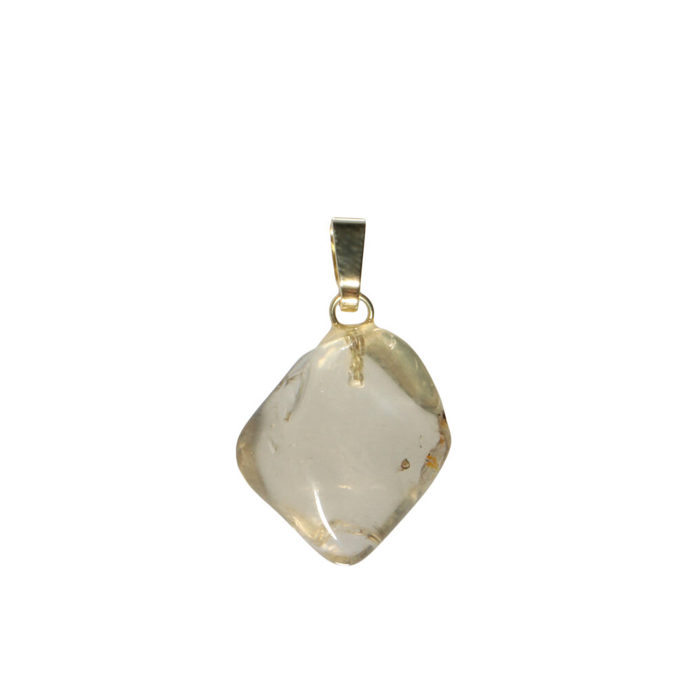 Labradoriet (goud) hanger getrommeld met 14k gouden oogje Labradoriet (goud) hanger getrommeld met 14k gouden oogje
