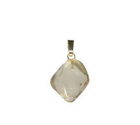 Labradoriet (goud) hanger getrommeld met 14k gouden oogje Labradoriet (goud) hanger getrommeld met 14k gouden oogje
