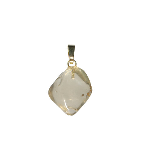 Labradoriet (goud) hanger getrommeld met 14k gouden oogje Labradoriet (goud) hanger getrommeld met 14k gouden oogje