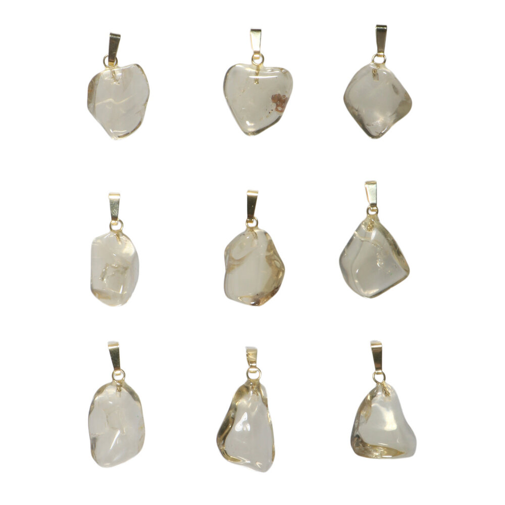 Labradoriet (goud) hanger getrommeld met 14k gouden oogje Labradoriet (goud) hanger getrommeld met 14k gouden oogje