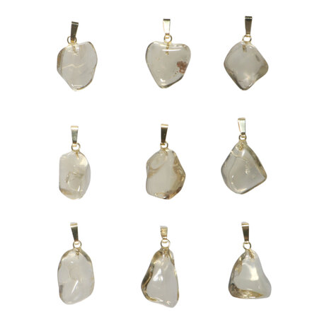 Labradoriet (goud) hanger getrommeld met 14k gouden oogje Labradoriet (goud) hanger getrommeld met 14k gouden oogje