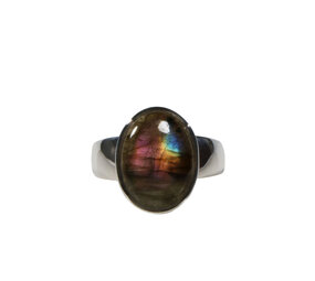 Zilveren ring labradoriet maat 19 1/2 | ovaal 1,6 x 1,2 cm Zilveren ring labradoriet maat 19 1/2 | ovaal 1,6 x 1,2 cm