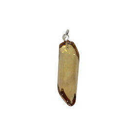 Citrien met rookkwarts (smoky citrien) hanger met zilveren oogje Citrien met rookkwarts (smoky citrien) hanger met zilveren oogje