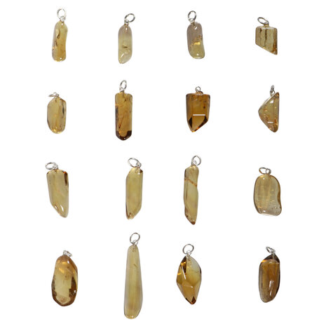 Citrien met rookkwarts (smoky citrien) hanger met zilveren oogje