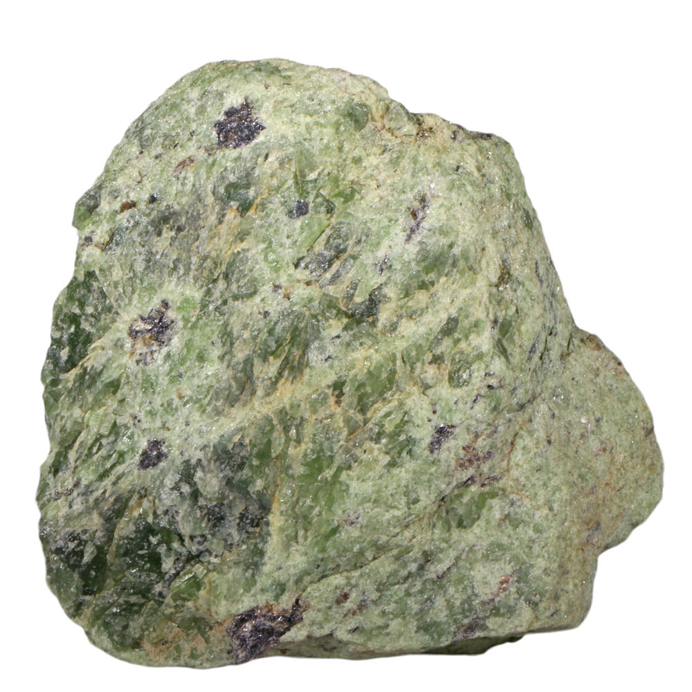 Peridoot met lepidoliet ruw staand 14 x 14 x 8,5 cm | 2762 gram