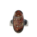 Zilveren ring agaat (kant) maat 19 | ovaal 2,5 x 1,2 cm Zilveren ring agaat (kant) maat 19 | ovaal 2,5 x 1,2 cm