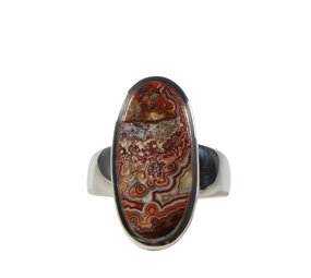 Zilveren ring agaat (kant) maat 19 | ovaal 2,5 x 1,2 cm Zilveren ring agaat (kant) maat 19 | ovaal 2,5 x 1,2 cm