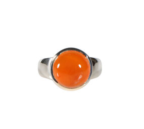Zilveren ring carneool maat 18 | rond 1,2 cm Zilveren ring carneool maat 18 | rond 1,2 cm