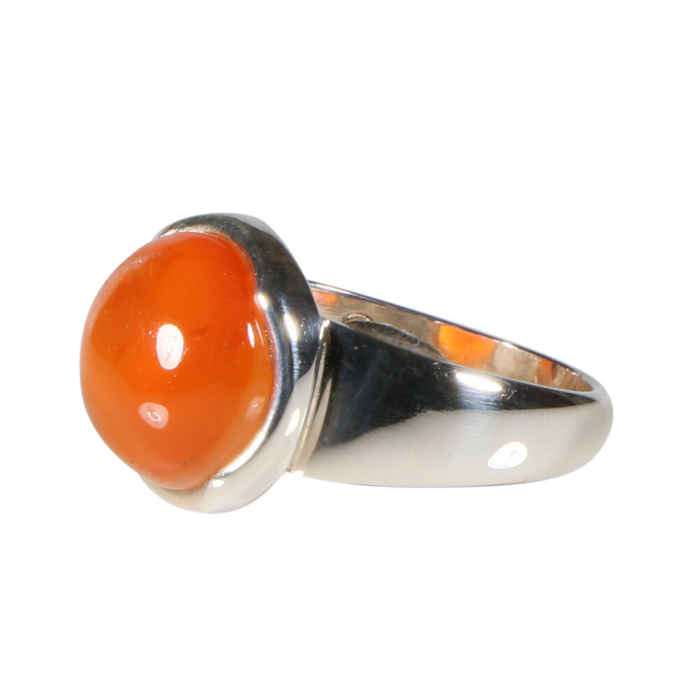 Zilveren ring carneool maat 18 | rond 1,2 cm Zilveren ring carneool maat 18 | rond 1,2 cm