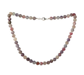 Toermalijn (roze) met lepidoliet (unicorn stone) ketting 8 mm kralen