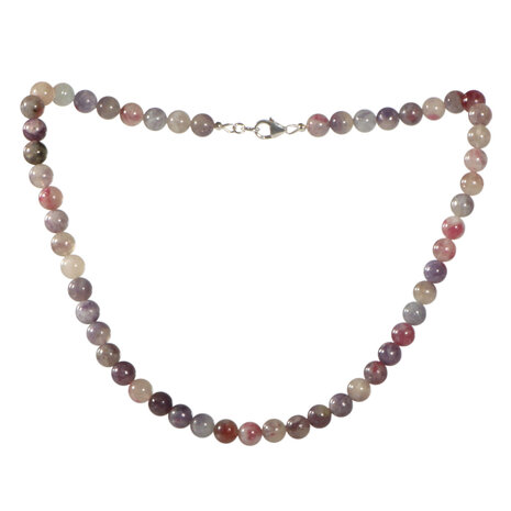 Toermalijn (roze) met lepidoliet (unicorn stone) ketting 8 mm kralen