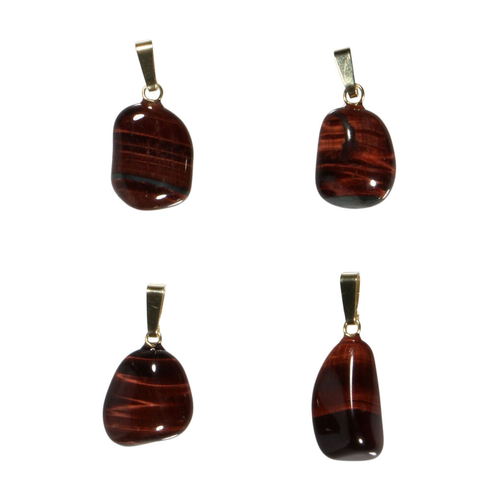 Tijgeroog (rood) hanger met 14k gouden oogje Tijgeroog (rood) hanger met 14k gouden oogje