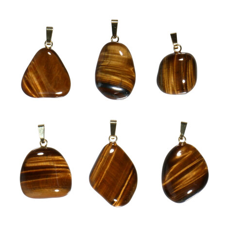 Tijgeroog hanger met 14k gouden oogje