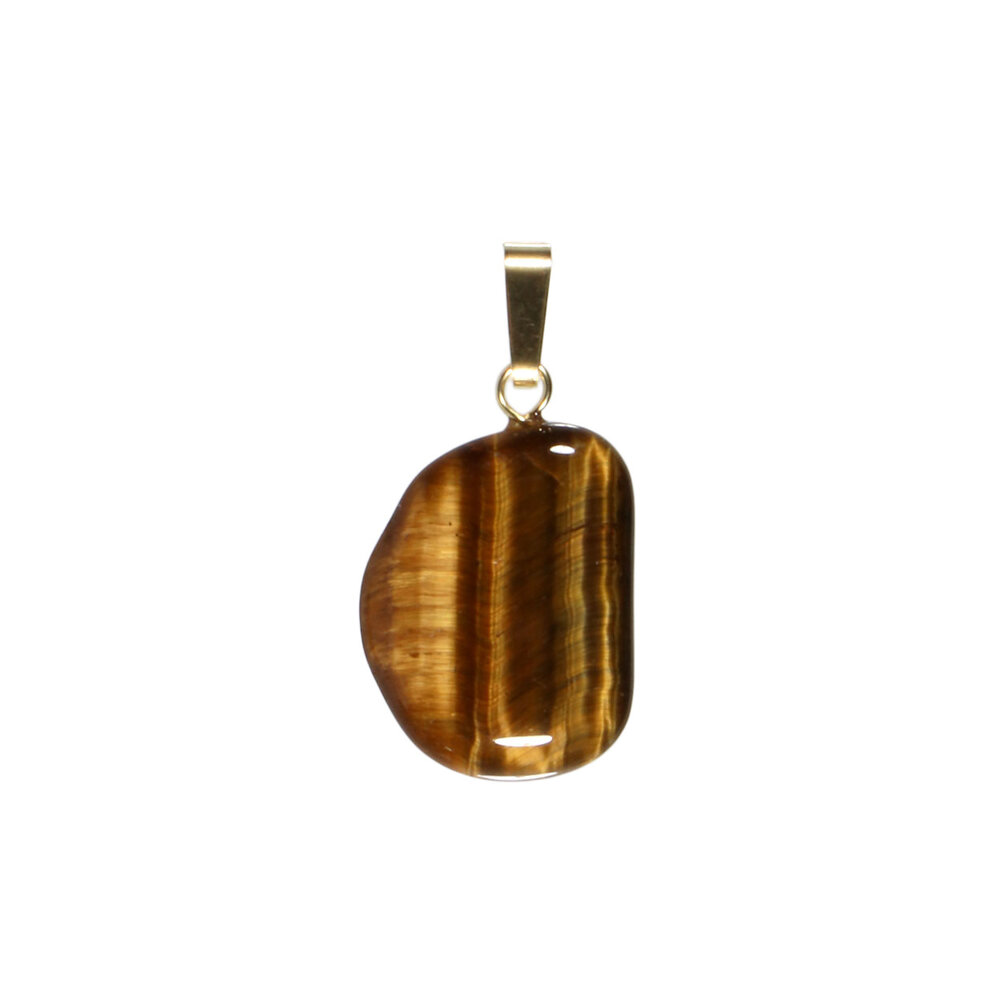 Tijgeroog hanger met 14k gouden oogje