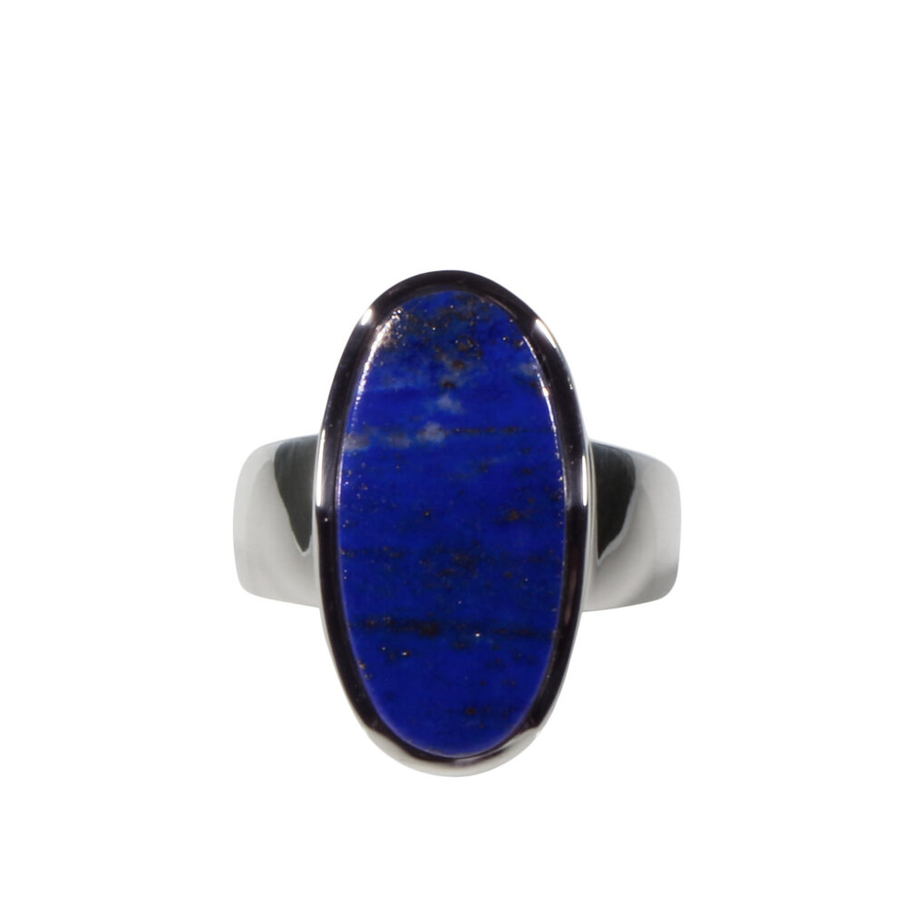 Zilveren ring lapis lazuli maat 19 | ovaal 2,3 x 1,1 cm Zilveren ring lapis lazuli maat 19 | ovaal 2,3 x 1,1 cm