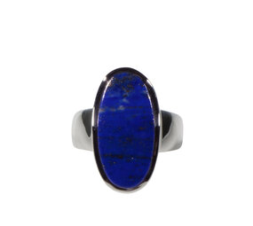 Zilveren ring lapis lazuli maat 19 | ovaal 2,3 x 1,1 cm Zilveren ring lapis lazuli maat 19 | ovaal 2,3 x 1,1 cm