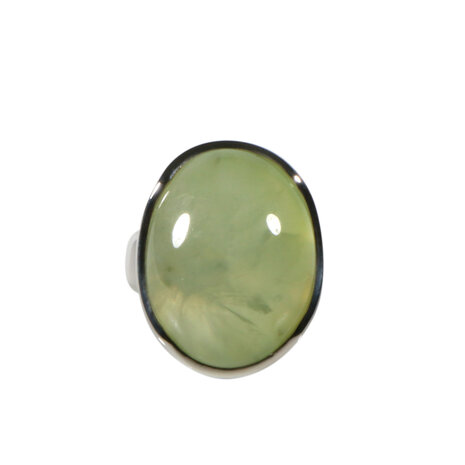 Zilveren ring prehniet maat 17 | ovaal 2,1 x 1,7 cm Zilveren ring prehniet maat 17 | ovaal 2,1 x 1,7 cm