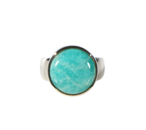 Zilveren ring amazoniet maat 18 | rond 1,5 cm Zilveren ring amazoniet maat 18 | rond 1,5 cm