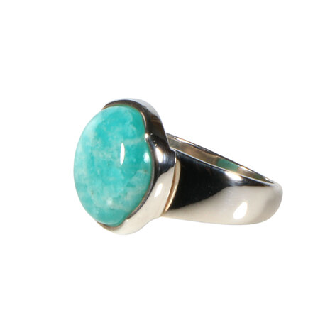 Zilveren ring amazoniet maat 18 | rond 1,5 cm Zilveren ring amazoniet maat 18 | rond 1,5 cm