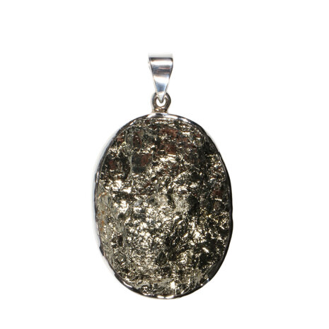 Zilveren hanger pyriet | ovaal ruw 3,6 x 2,7 cm Zilveren hanger pyriet | ovaal ruw 3,6 x 2,7 cm