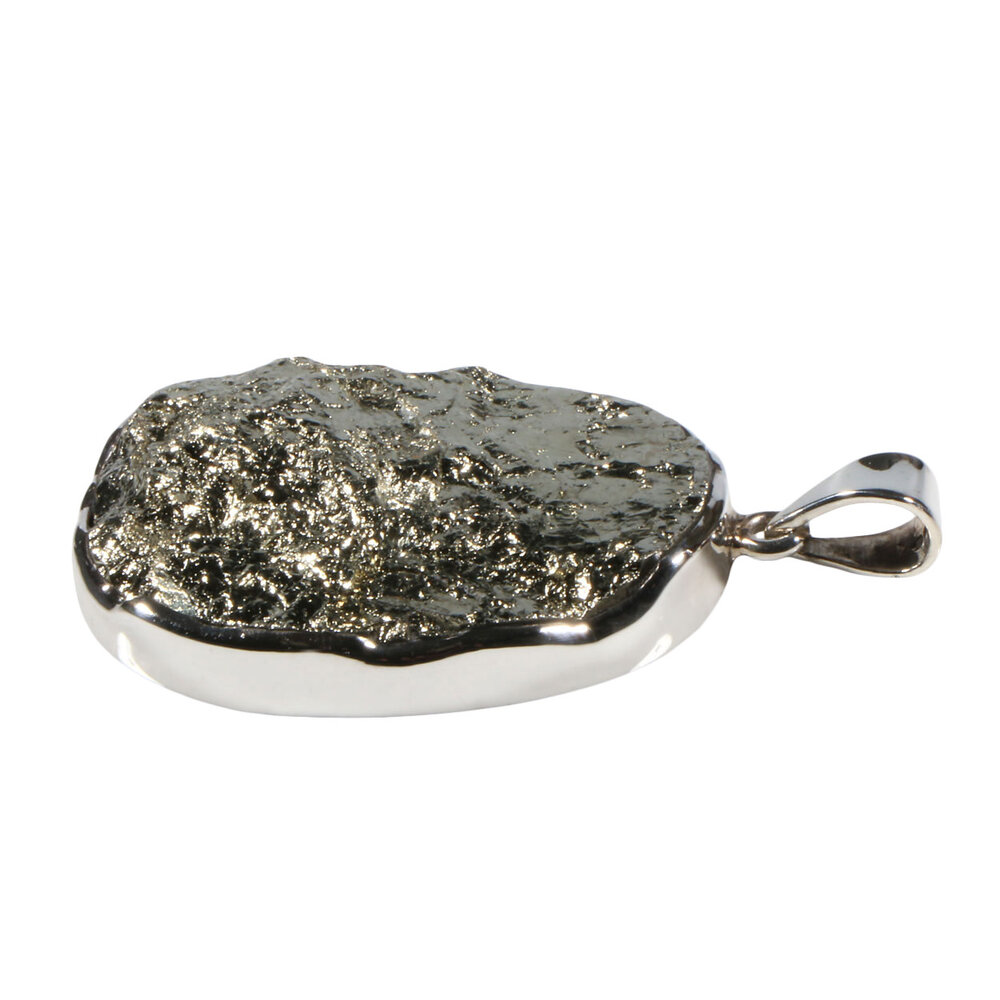 Zilveren hanger pyriet | ovaal ruw 3,6 x 2,7 cm Zilveren hanger pyriet | ovaal ruw 3,6 x 2,7 cm