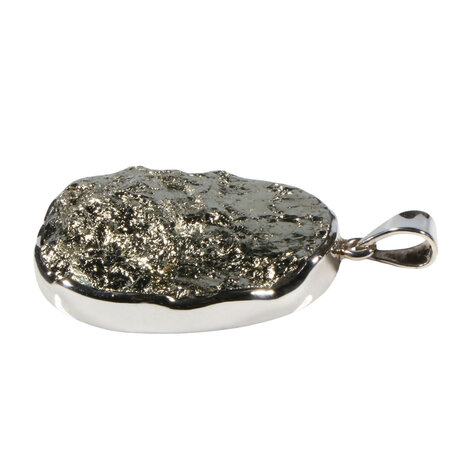 Zilveren hanger pyriet | ovaal ruw 3,6 x 2,7 cm Zilveren hanger pyriet | ovaal ruw 3,6 x 2,7 cm